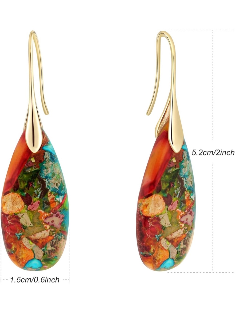 Multicolor Teardrop Natural Healing Stone Earrings NEW - Picture 5 of 5
